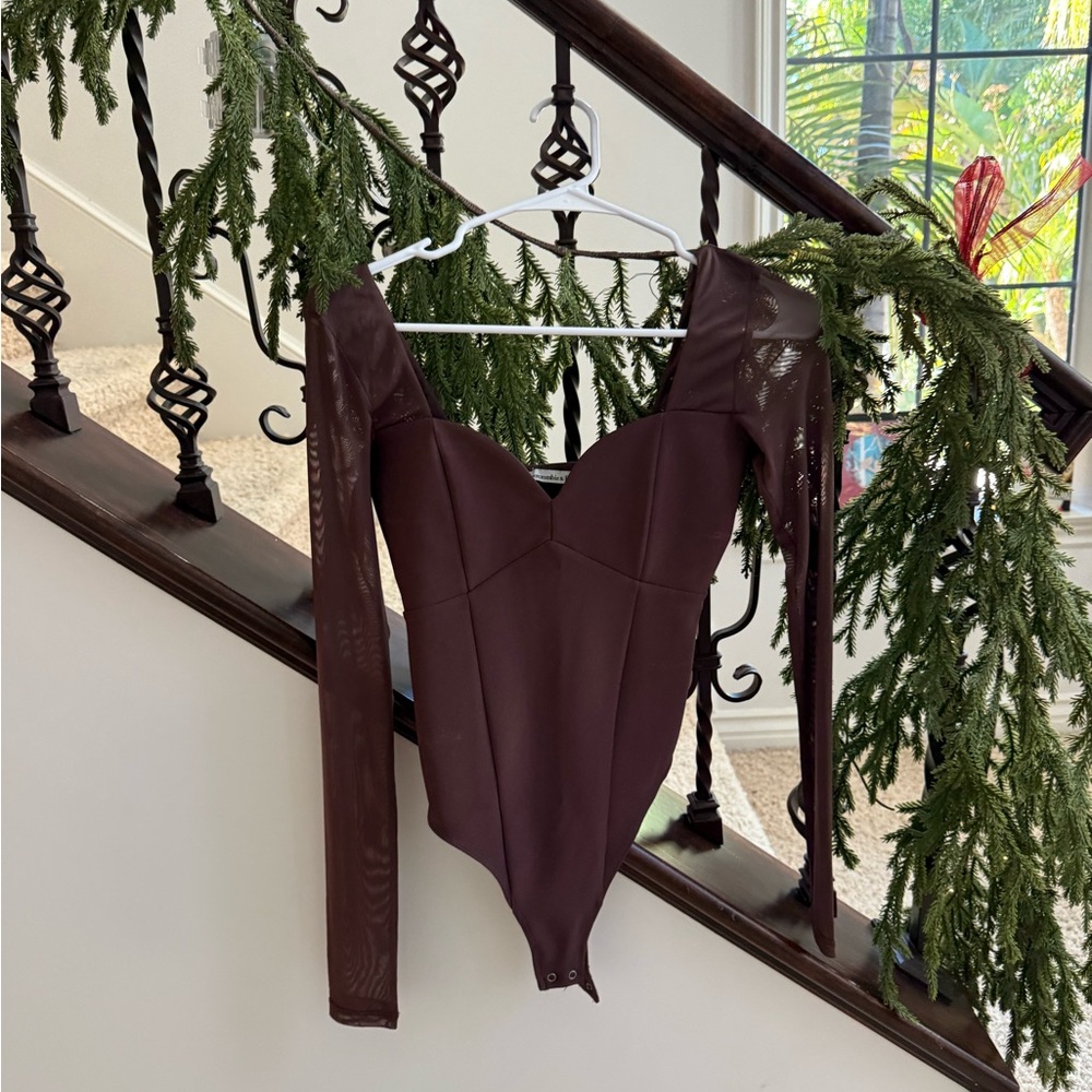 Abercrombie & Fitch Brown Long Sleeve Bodysuit